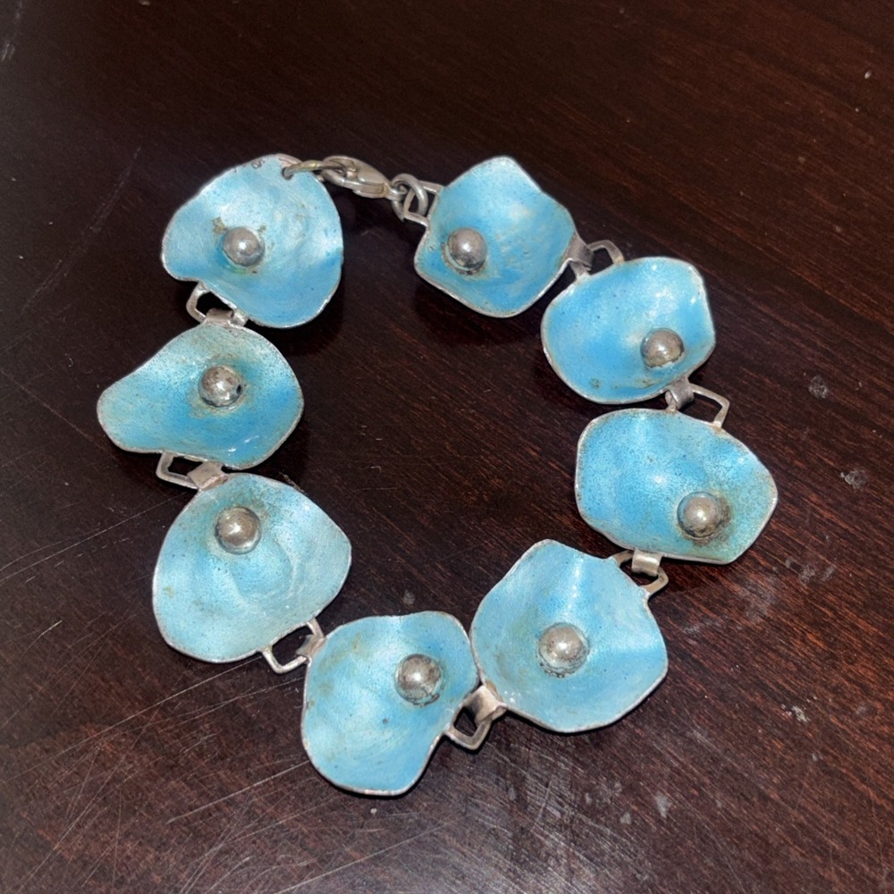 silver 925 bracelet Boho Blue‎ 23 Grams